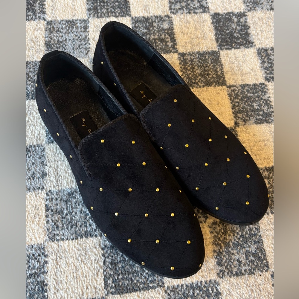 May Anthony Black Studded Loafers